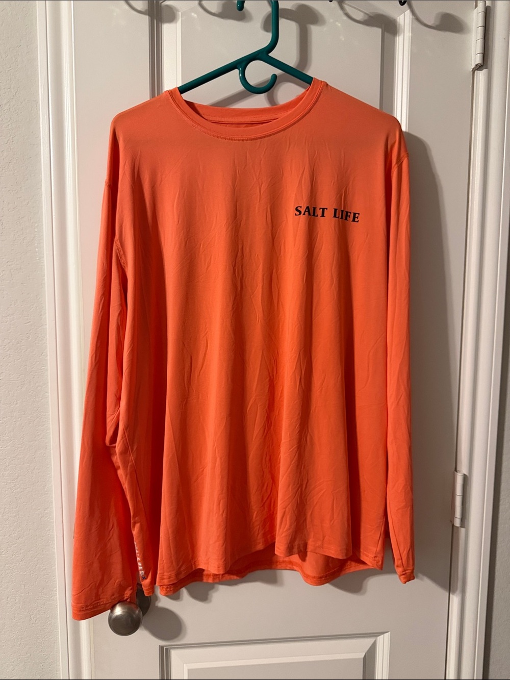 Salt Life Men’s Long Sleeve Shirt in Orange with Chest Logo